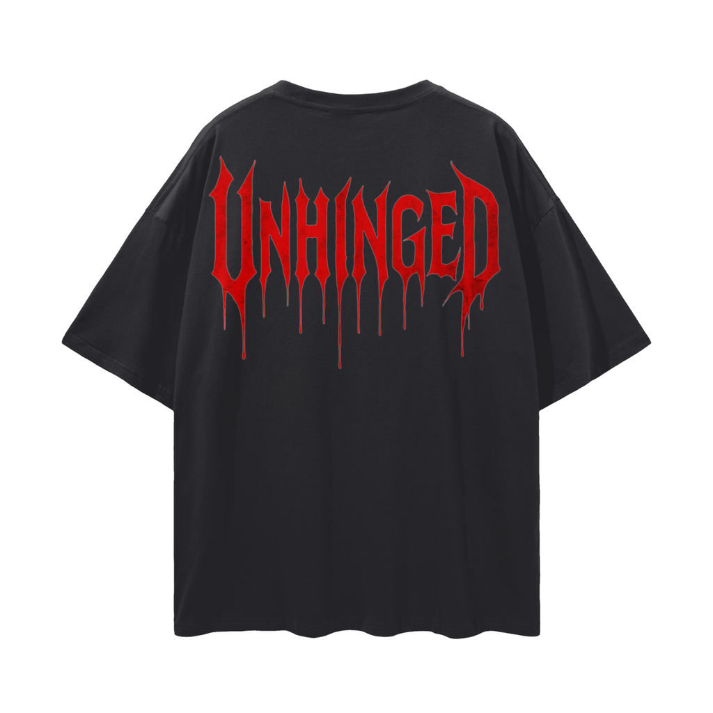 T shirt - unisex  Red unhinged.       Streetwear Loose Drop Shoulder T-Shirt