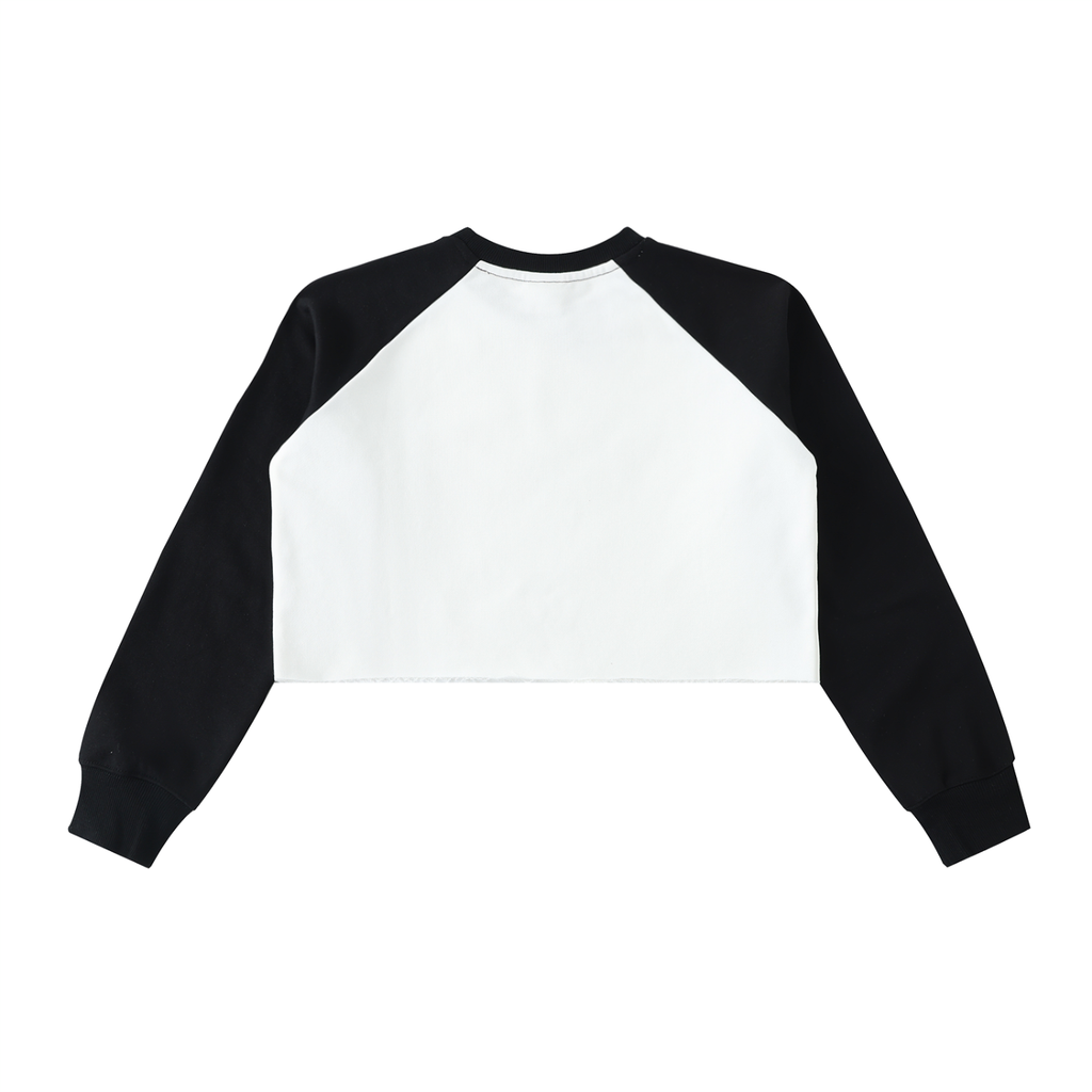 Sweatshirt x cropped x women’s x unhinged  Raw-Hem Color-Block Raglan Crop Sweatshirt