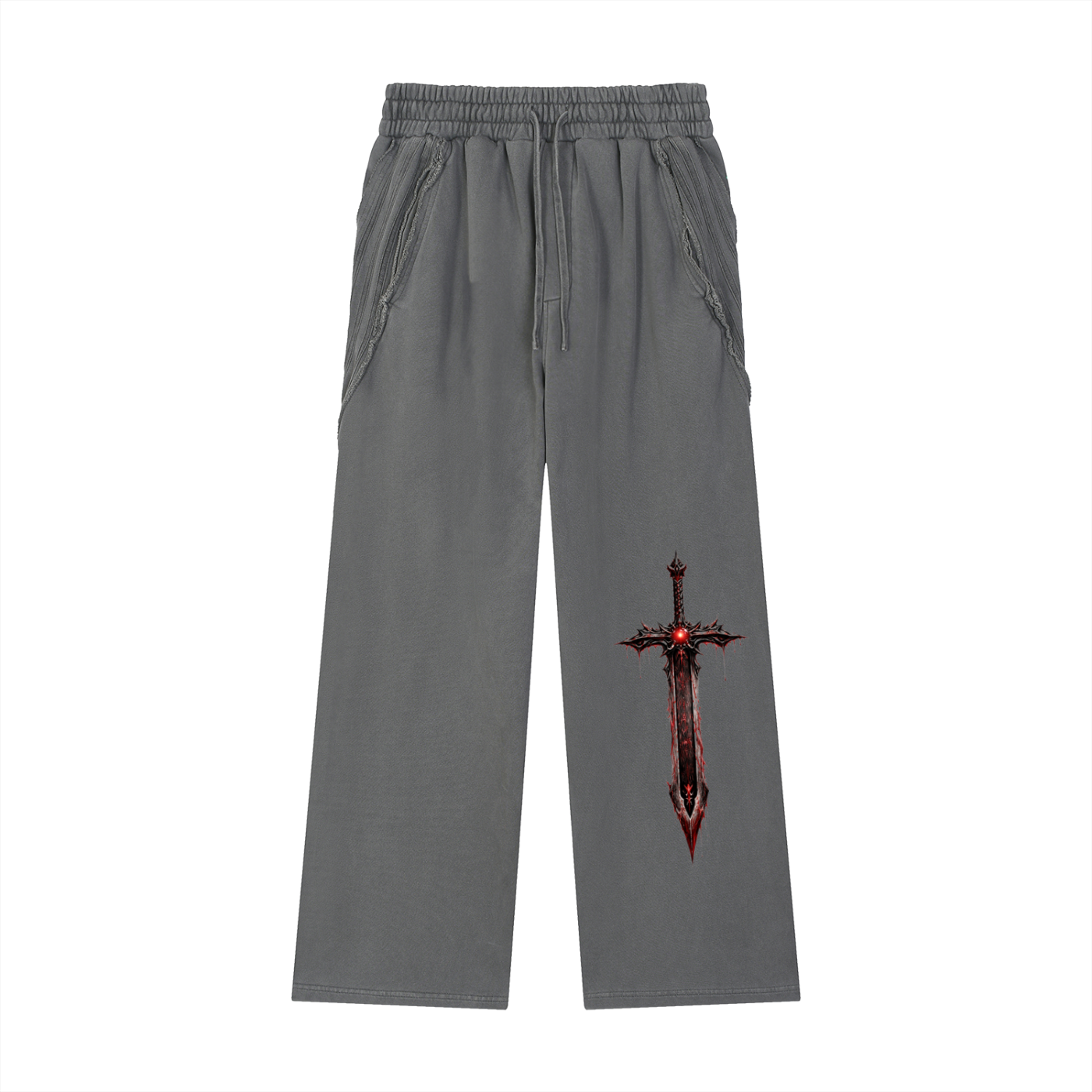 Mogged Snow Washed Tape Raw Edge Sweatpants