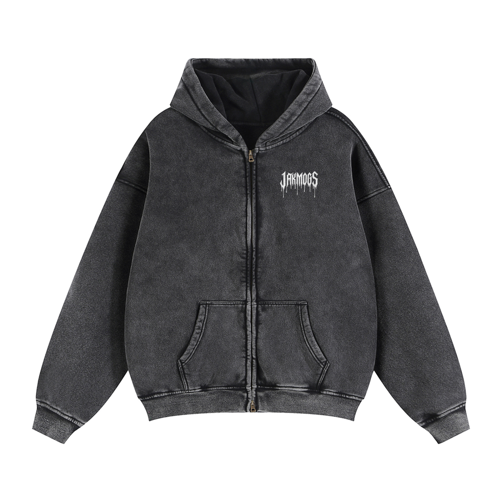 Hoodie Simple jakmogs Zip-Through Boxy Fleece Hoodie