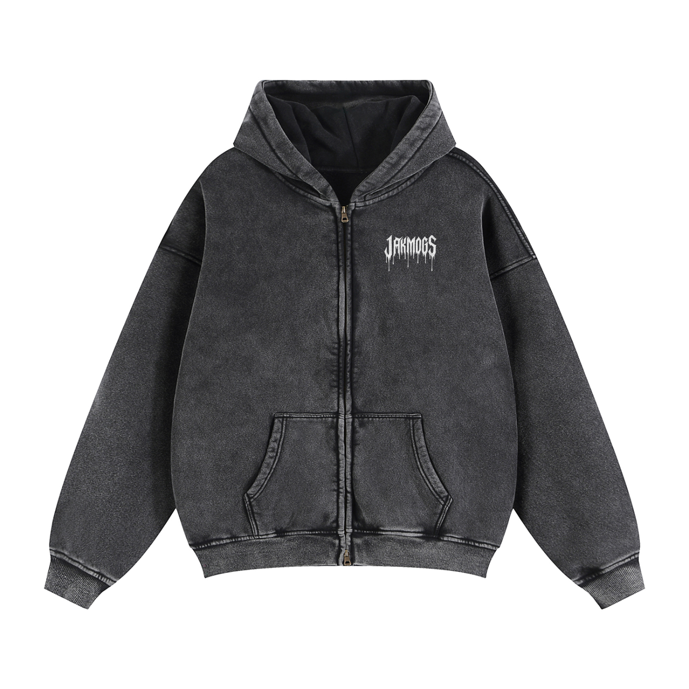 Hoodie Simple jakmogs Zip-Through Boxy Fleece Hoodie