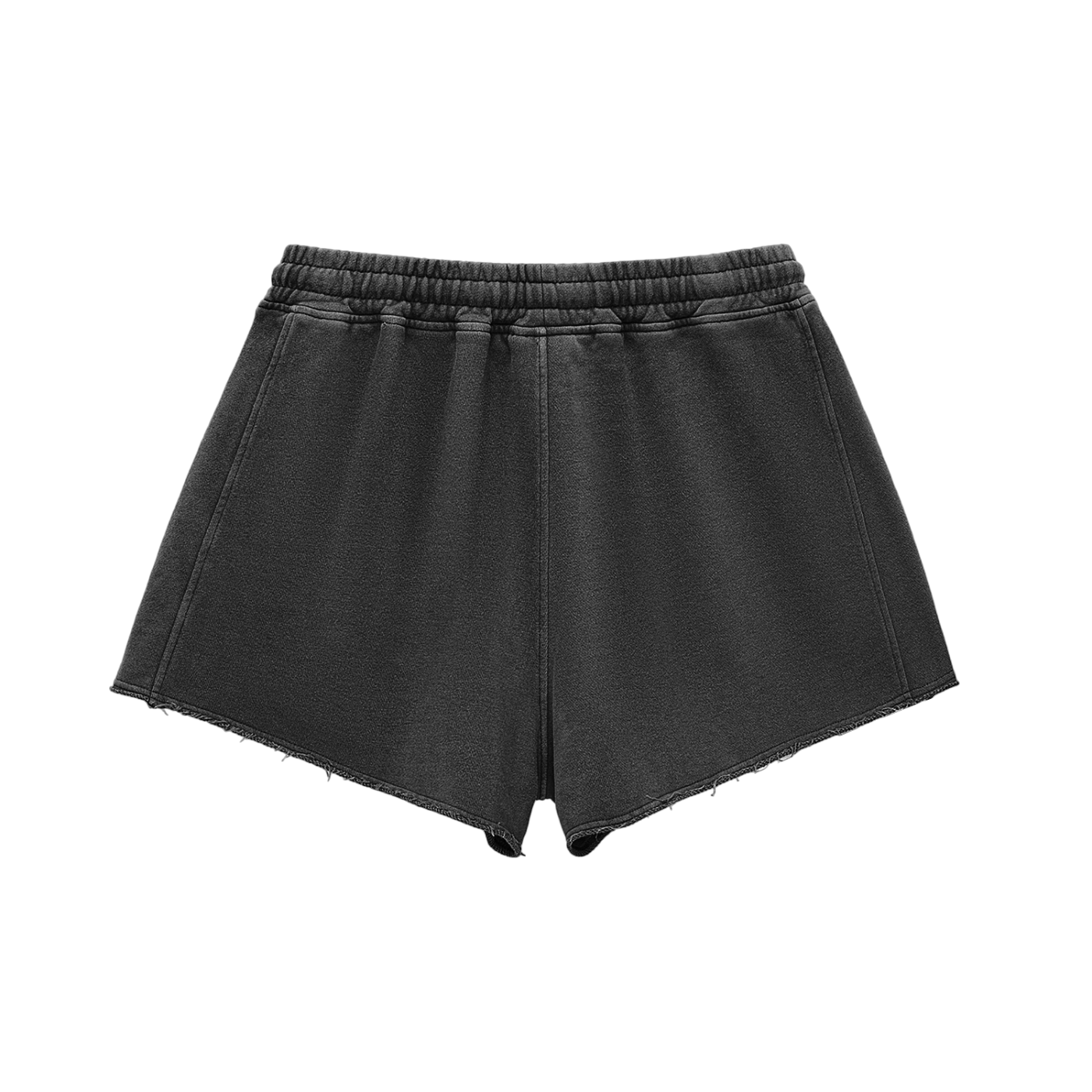 Shorts-women- unhinged.        Snow Washed Raw Edge Drawstring Shorts
