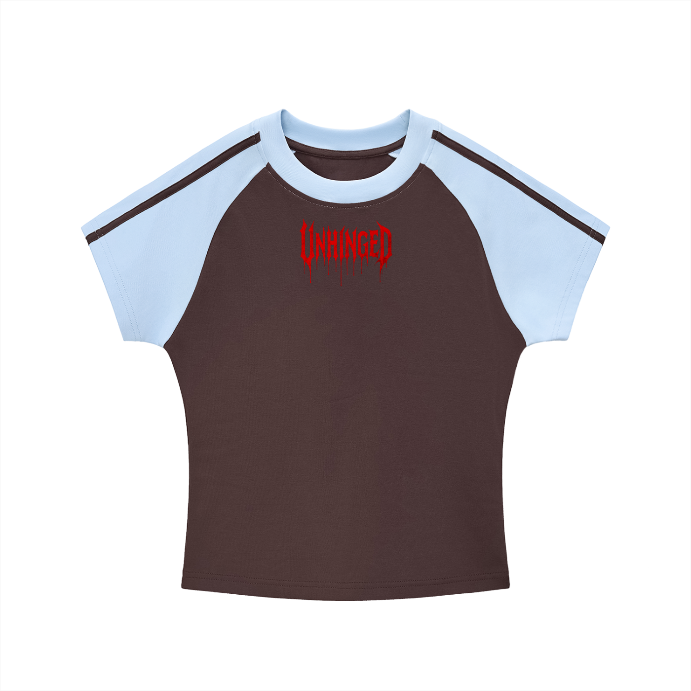 T shirt x women’s x unhinged  Contrast Stripes Bodycon Raglan  Sleeve T-Shirt