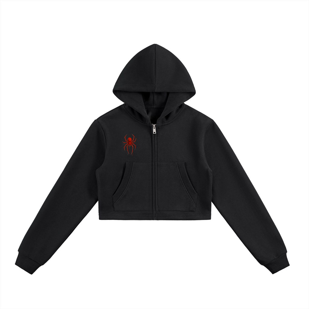 Spider crop hoodie women’s     Essential Cropped Zip-Up Hoodie