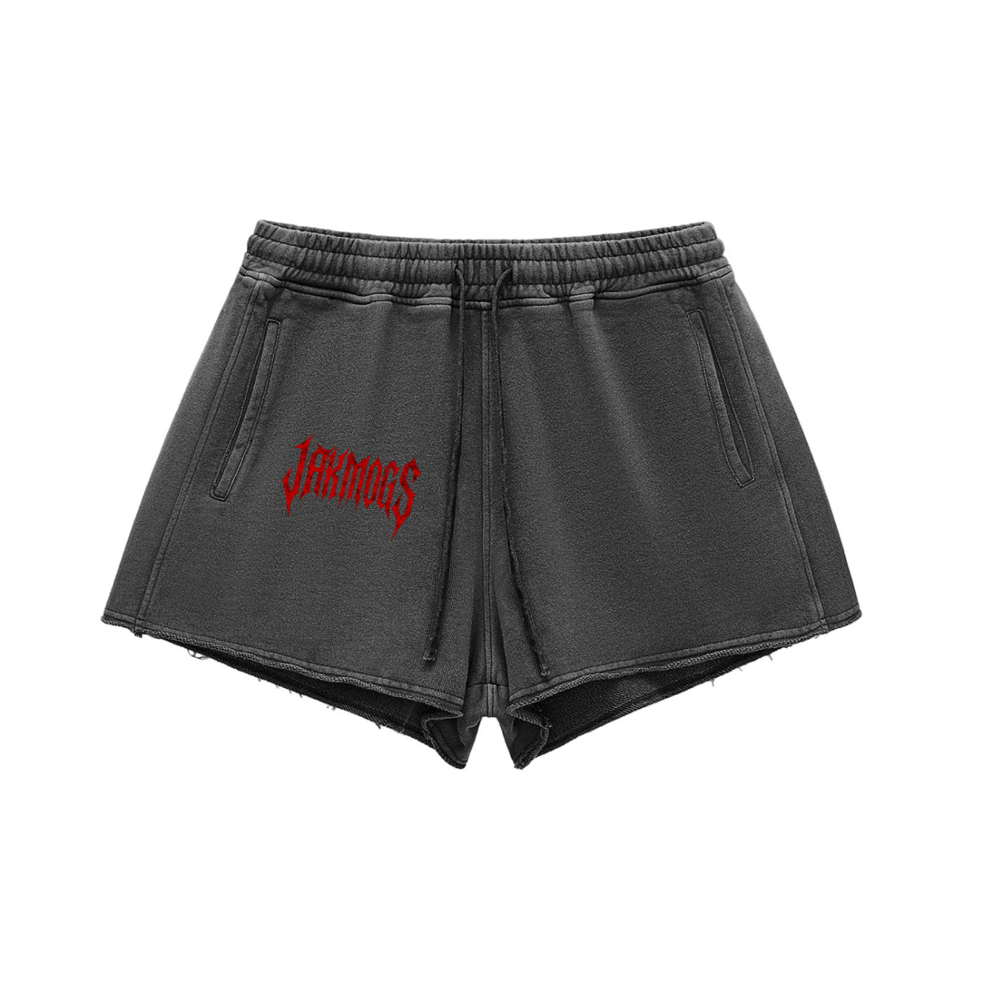 Shorts-women- unhinged.        Snow Washed Raw Edge Drawstring Shorts