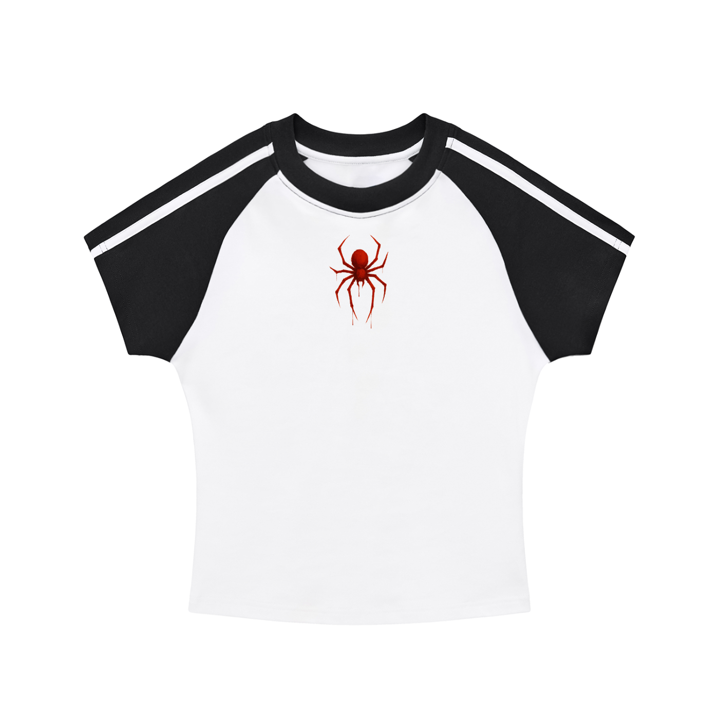 Spider Contrast Stripes Bodycon Raglan  Sleeve T-Shirt