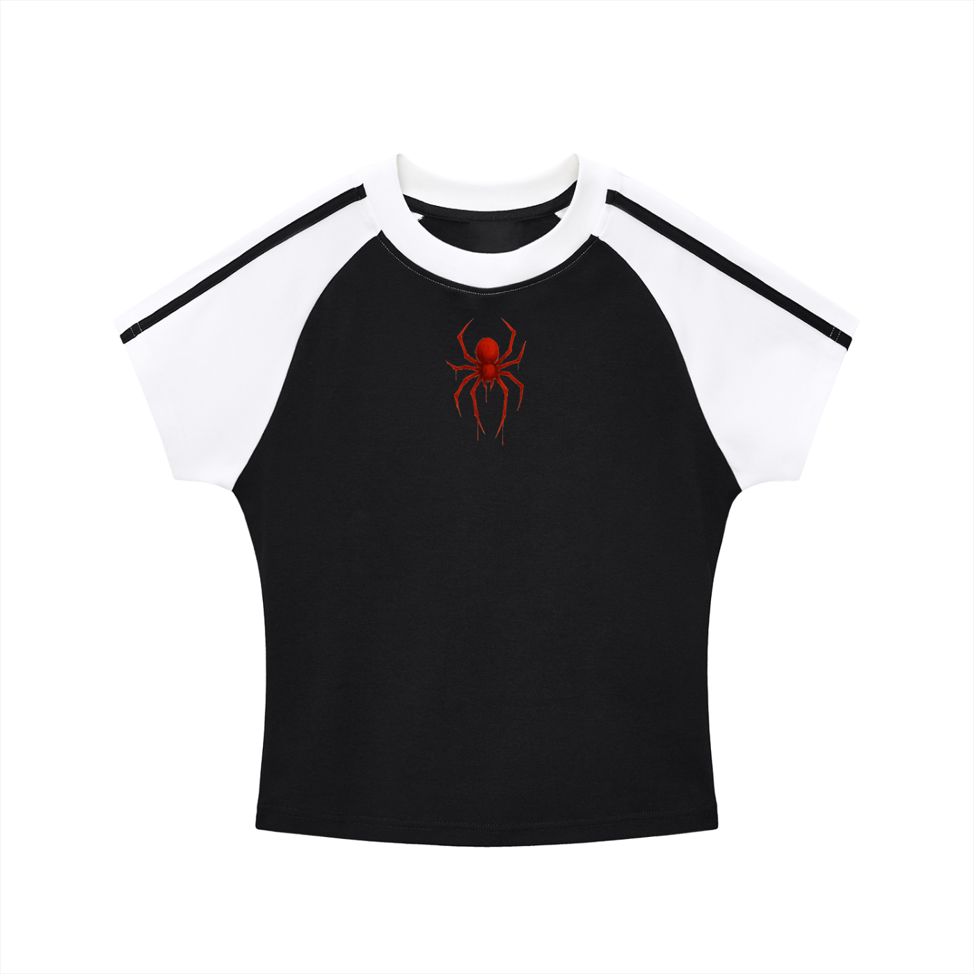 Spider Contrast Stripes Bodycon Raglan  Sleeve T-Shirt