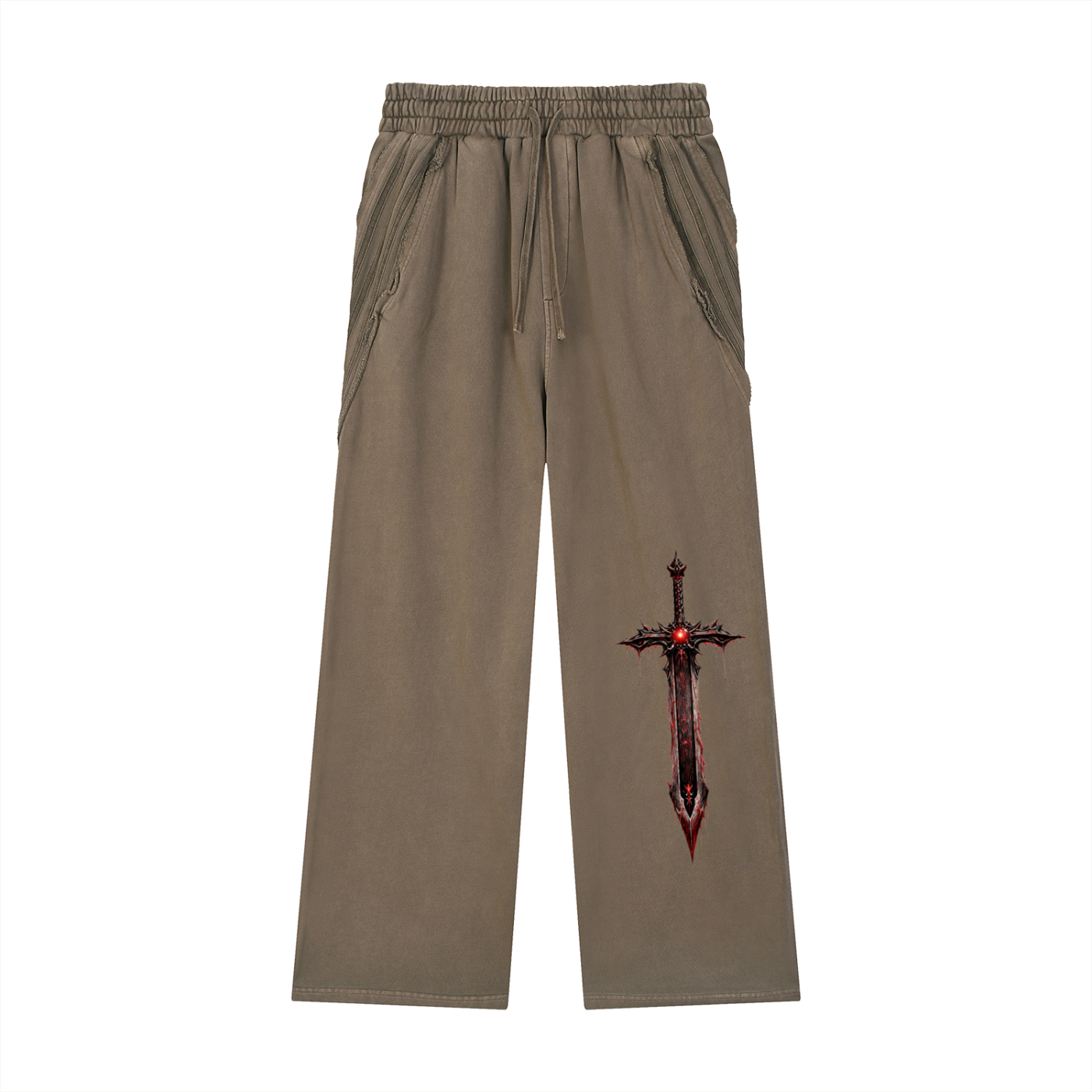 Mogged Snow Washed Tape Raw Edge Sweatpants