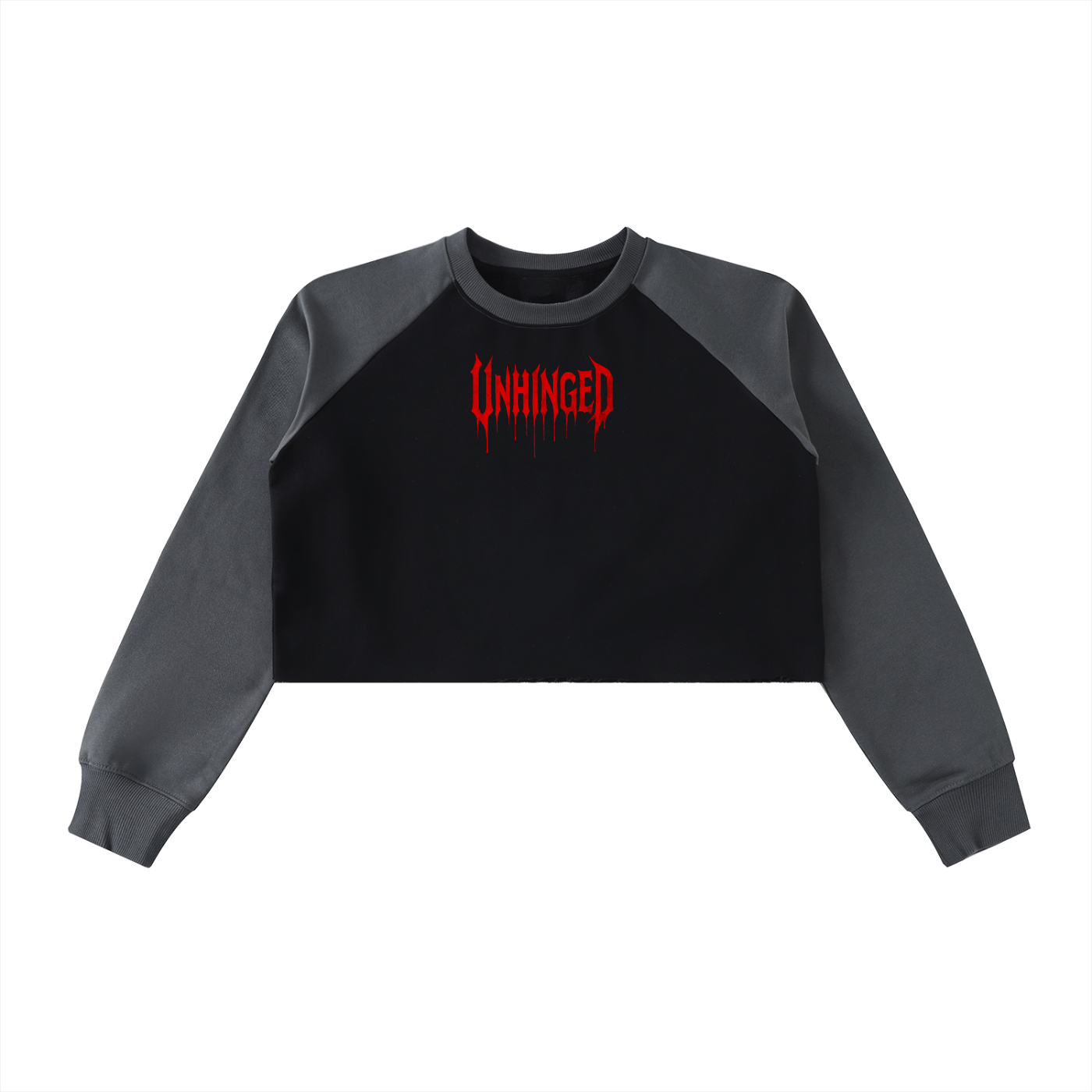 Sweatshirt x cropped x women’s x unhinged  Raw-Hem Color-Block Raglan Crop Sweatshirt
