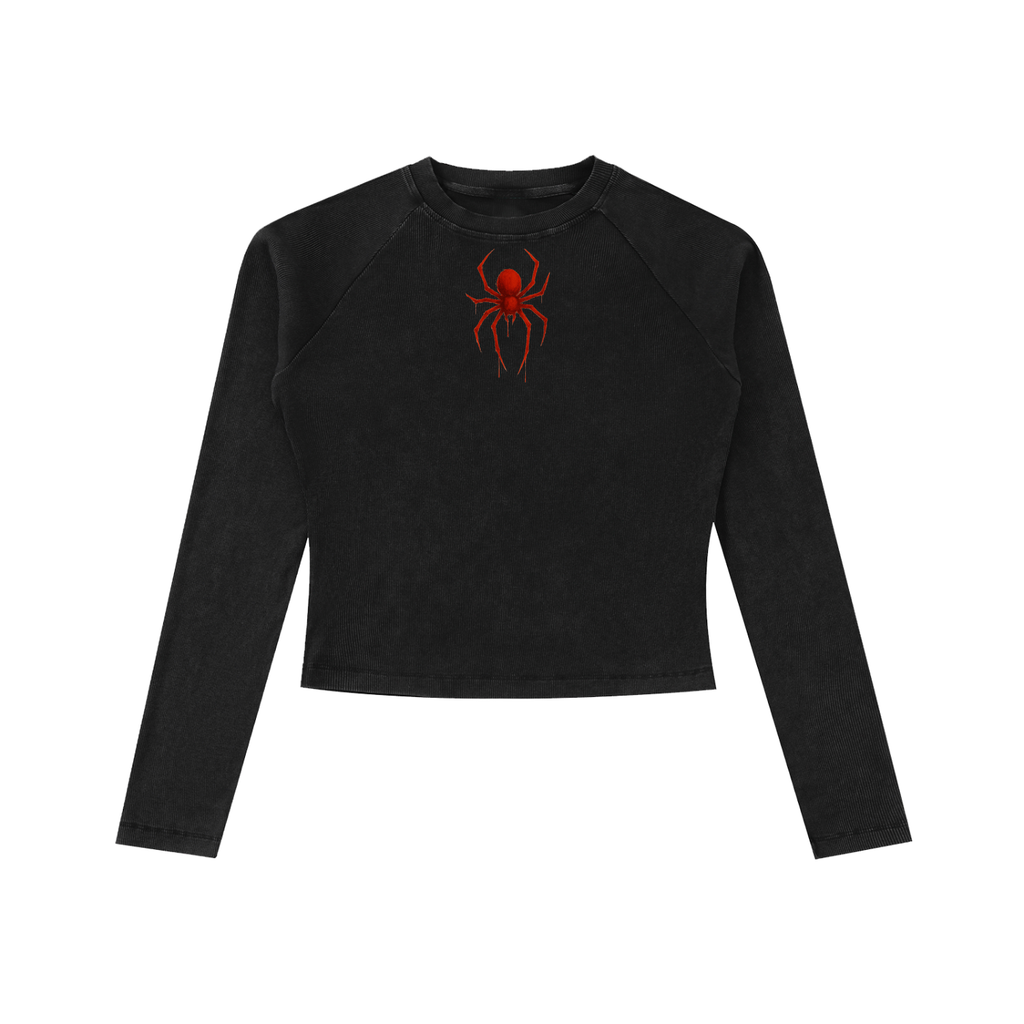 Spider Dyed Washed Raglan Long Sleeve Slim T-Shirt