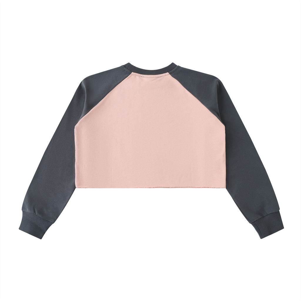 Sweatshirt x cropped x women’s x unhinged  Raw-Hem Color-Block Raglan Crop Sweatshirt