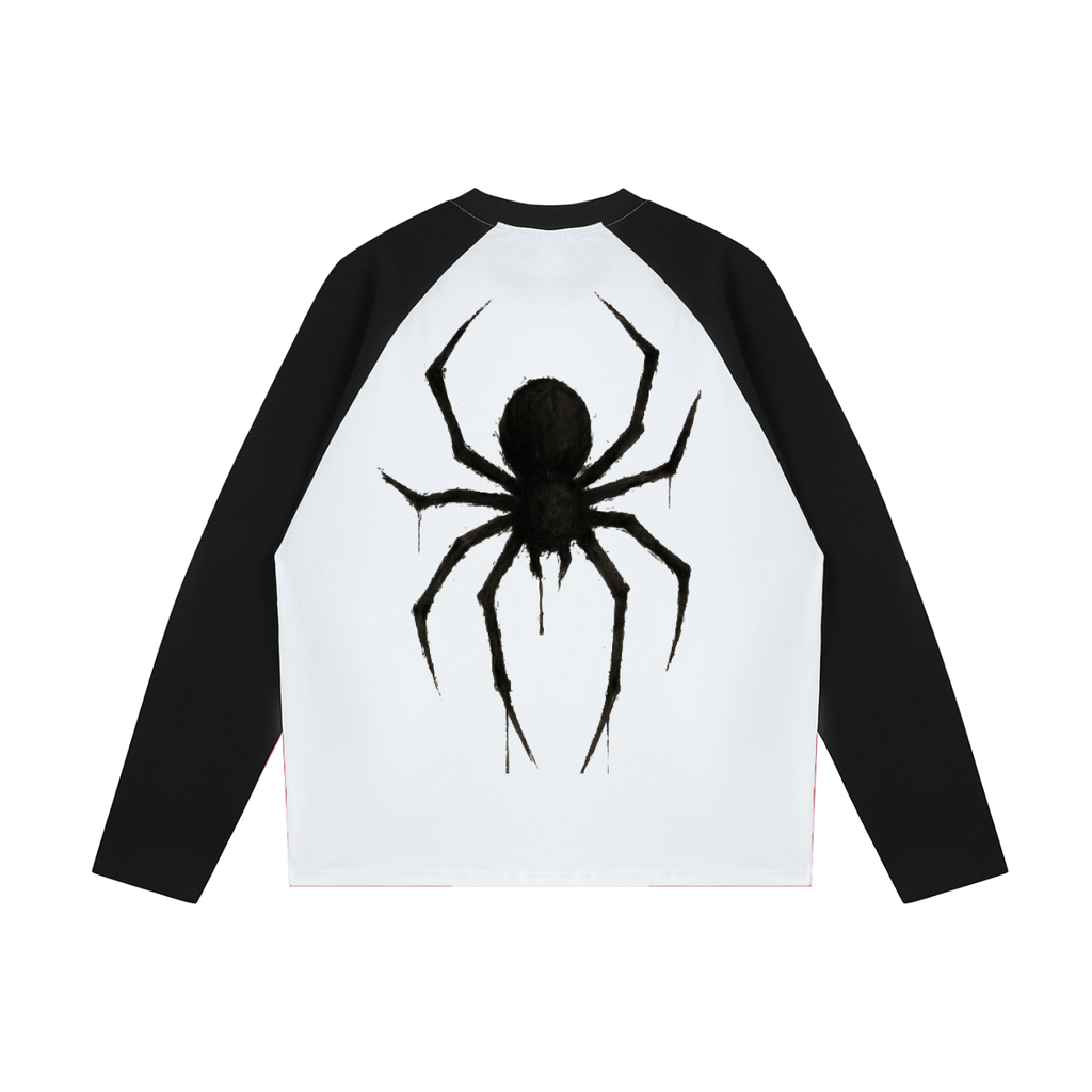 Sleeve black unhinged spider unisex Color-Blocked Raglan Long-Sleeve T-Shirt