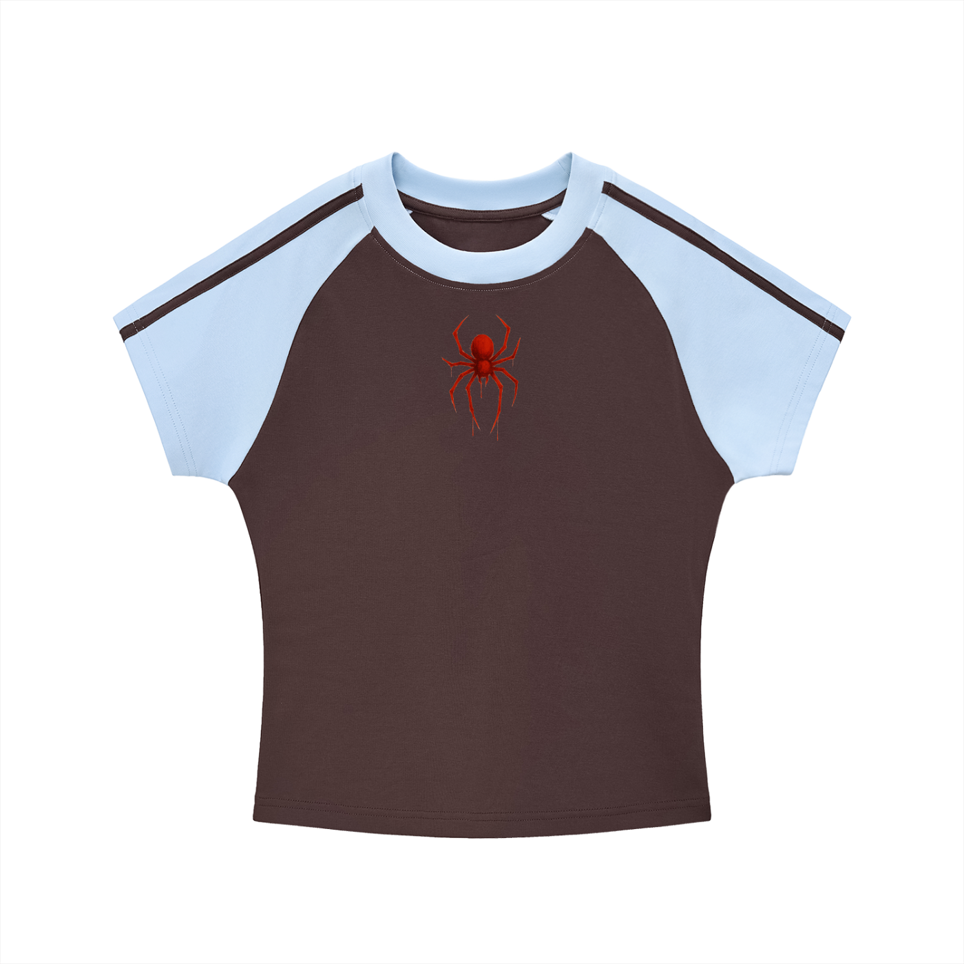 Spider Contrast Stripes Bodycon Raglan  Sleeve T-Shirt