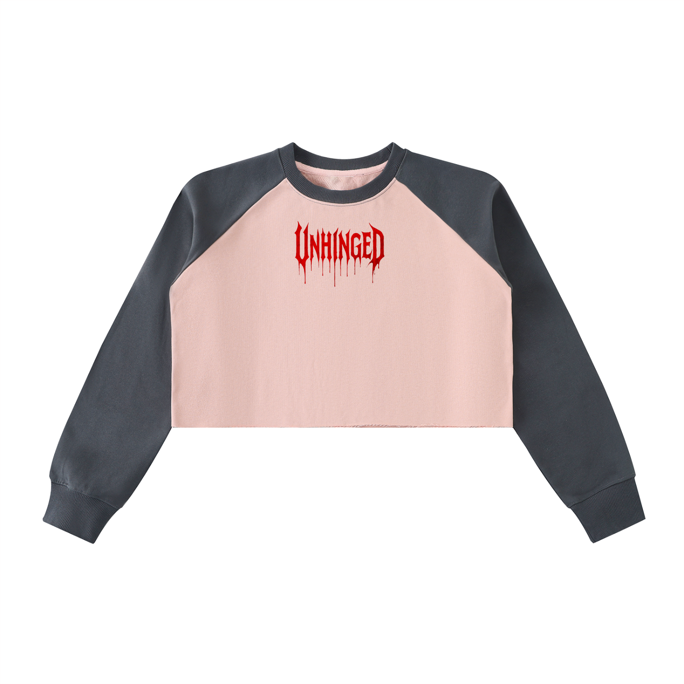 Sweatshirt x cropped x women’s x unhinged  Raw-Hem Color-Block Raglan Crop Sweatshirt