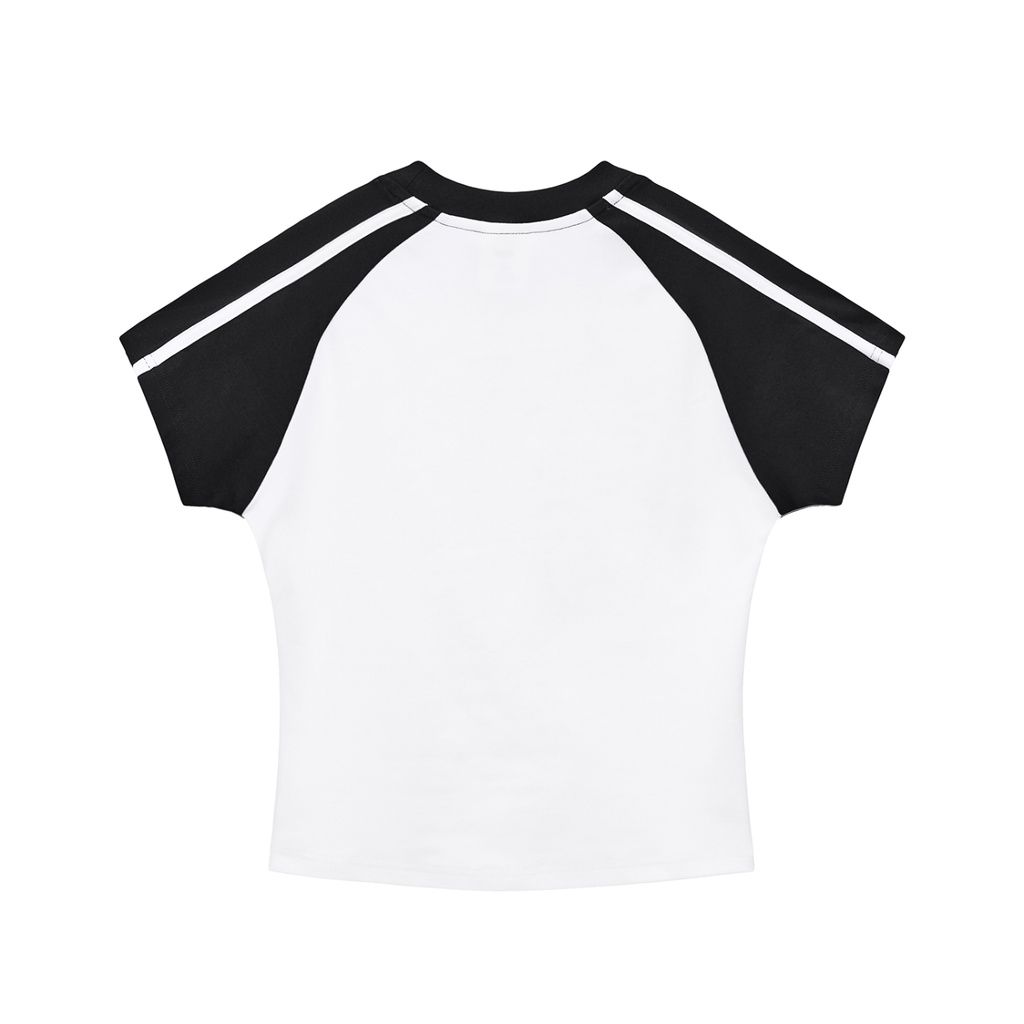 Spider Contrast Stripes Bodycon Raglan  Sleeve T-Shirt