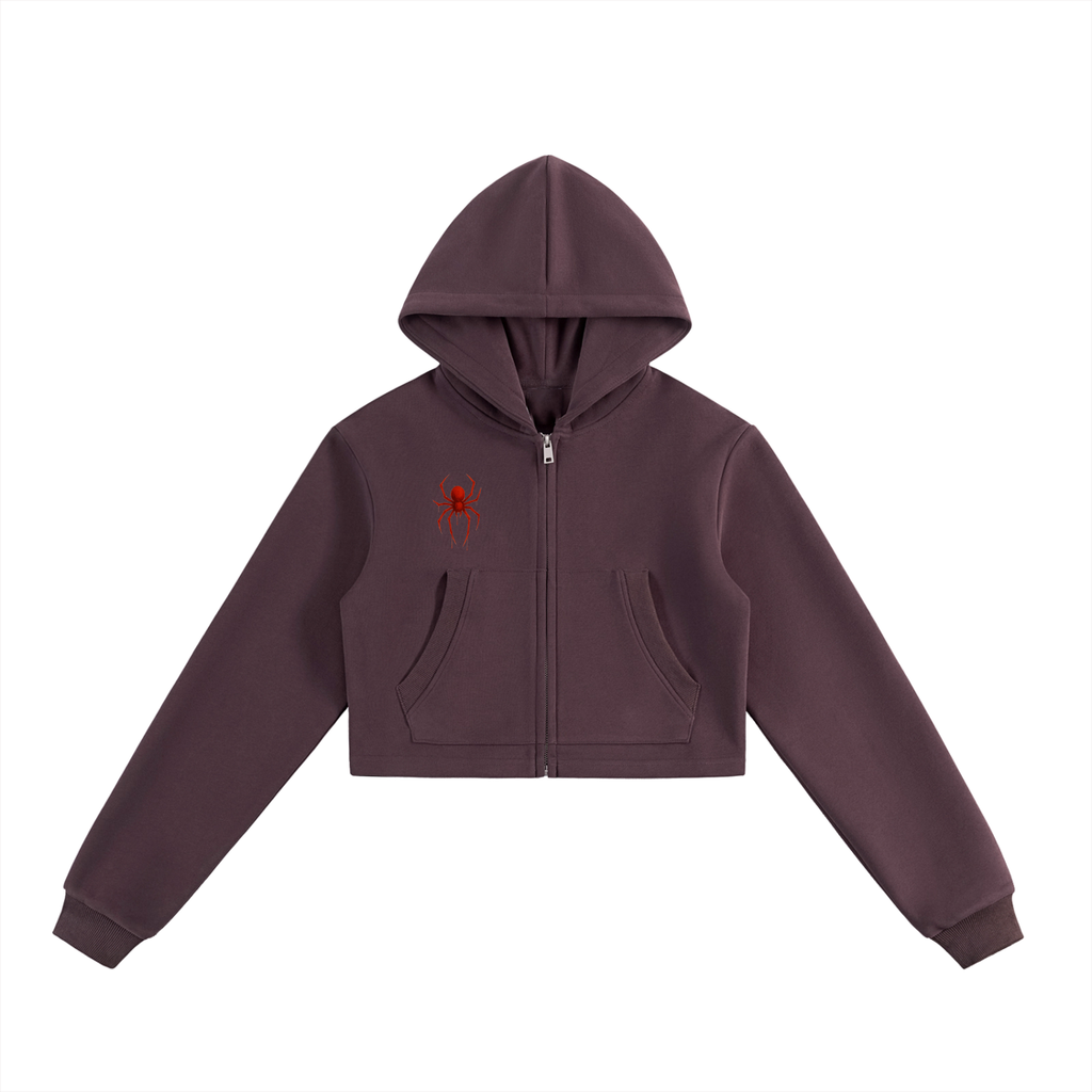 Spider crop hoodie women’s     Essential Cropped Zip-Up Hoodie