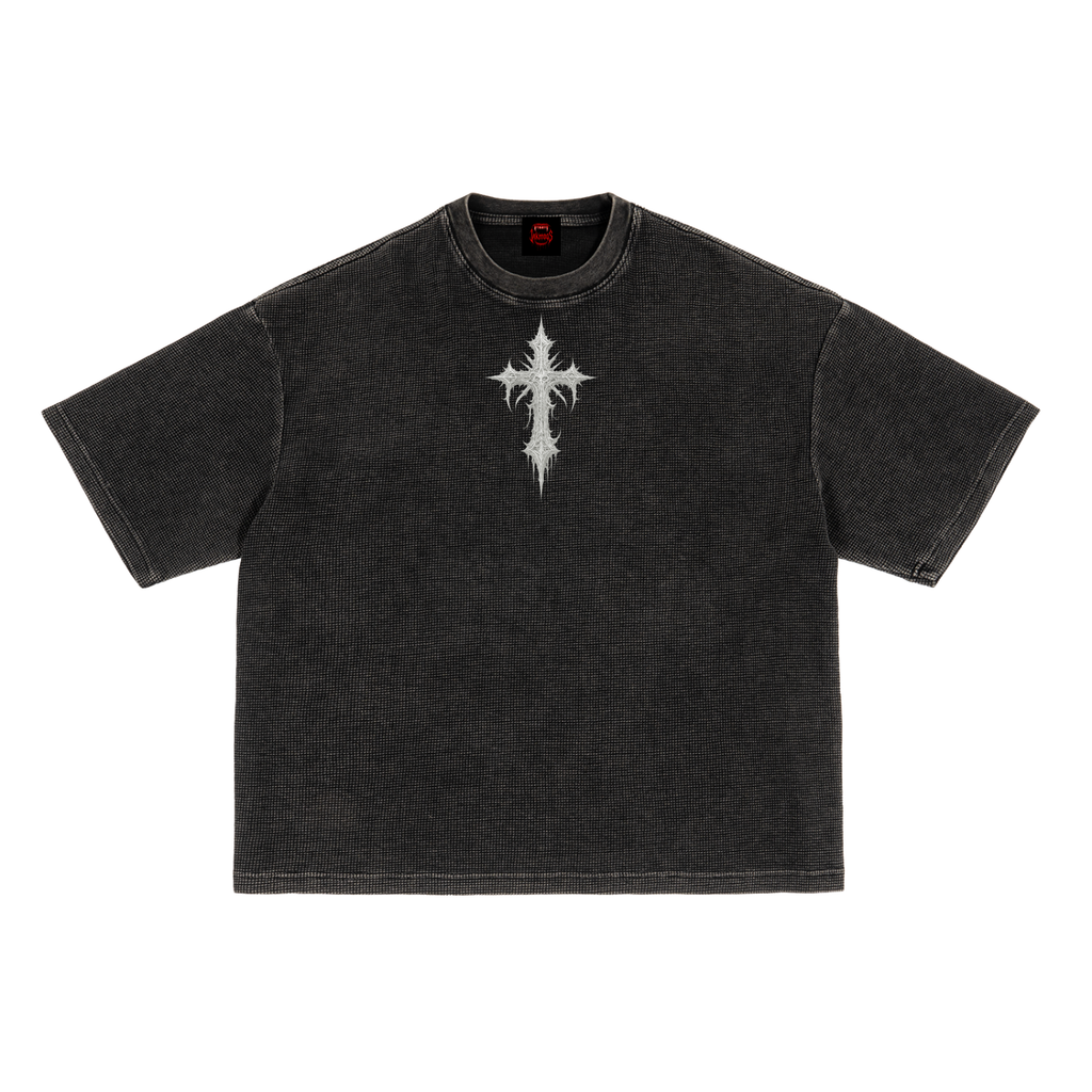 Top cross x spider limited edition Textured Waffle Washed Boxy T-Shirt