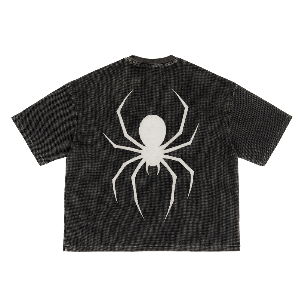 Top cross x spider limited edition Textured Waffle Washed Boxy T-Shirt