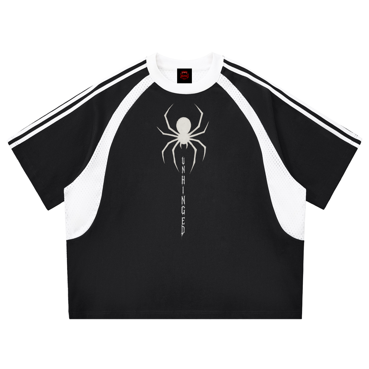 Top white unhinged limited edition  Contrast Stripes Panel Mesh T-shirt