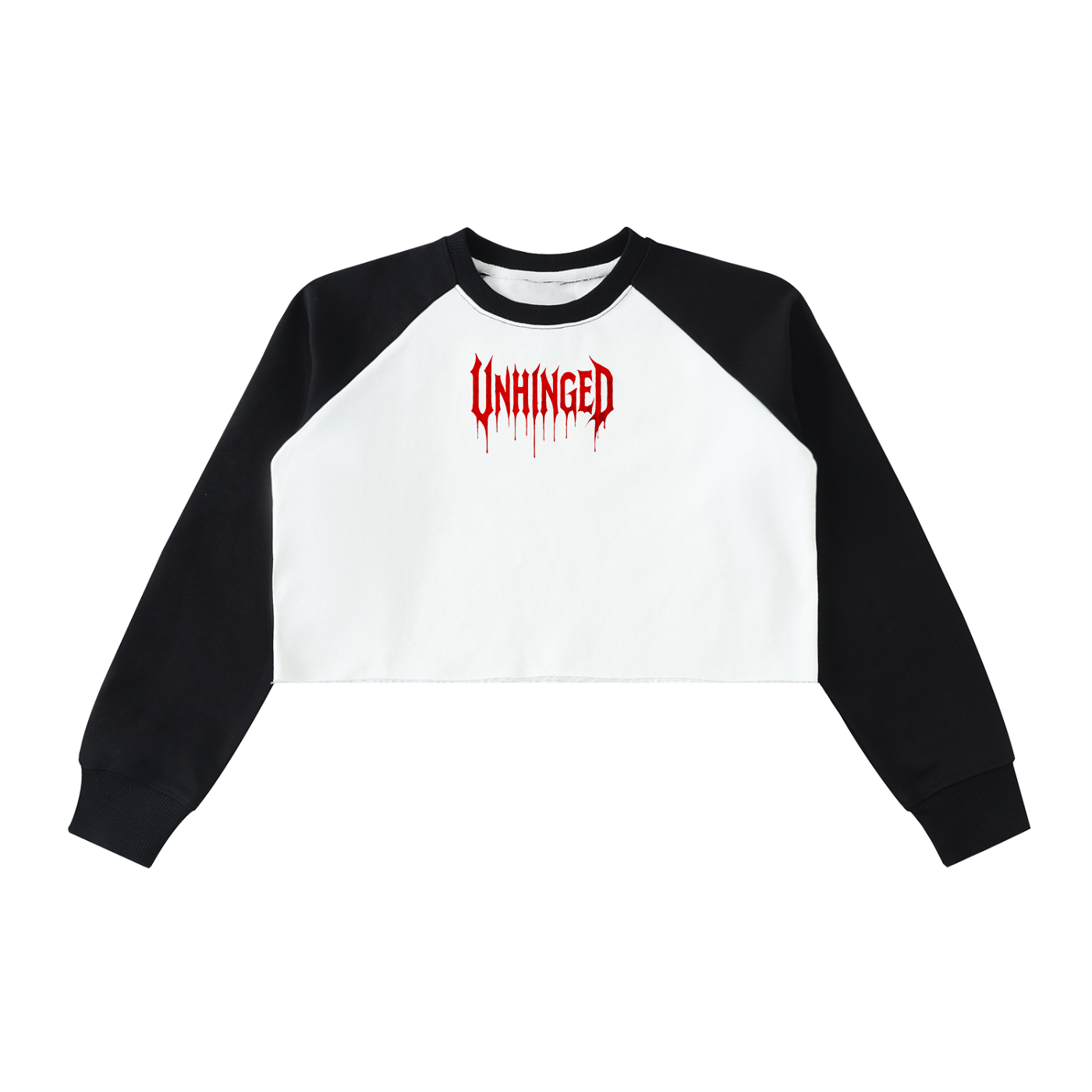 Sweatshirt x cropped x women’s x unhinged  Raw-Hem Color-Block Raglan Crop Sweatshirt