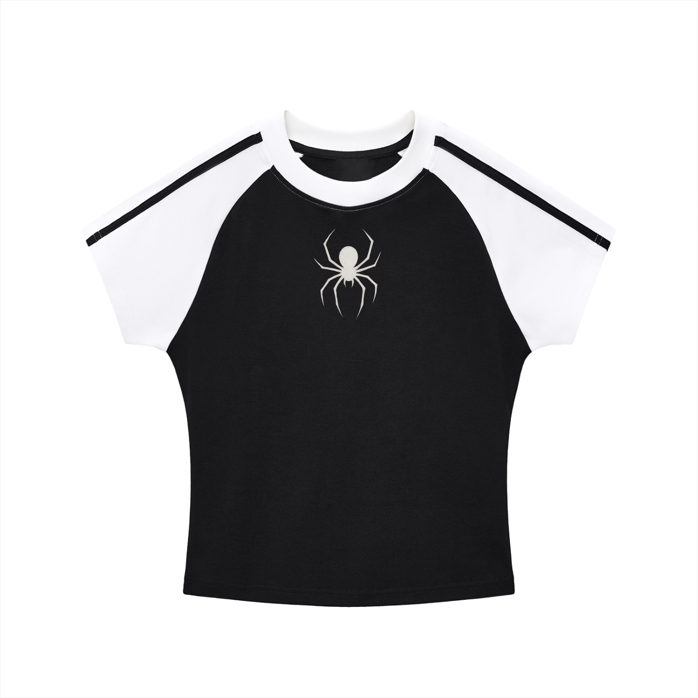 Women’s top spider.    Contrast Stripes Bodycon Raglan  Sleeve T-Shirt