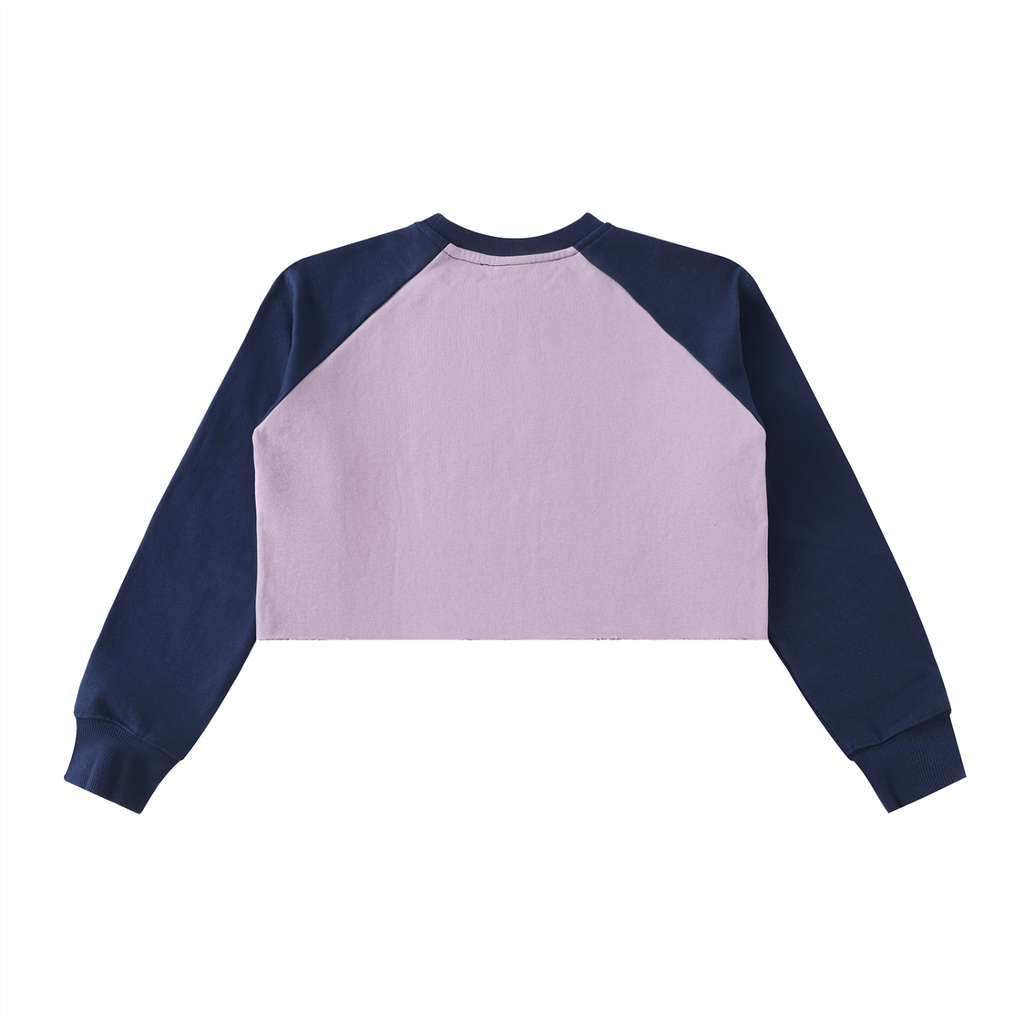 Sweatshirt x cropped x women’s x unhinged  Raw-Hem Color-Block Raglan Crop Sweatshirt