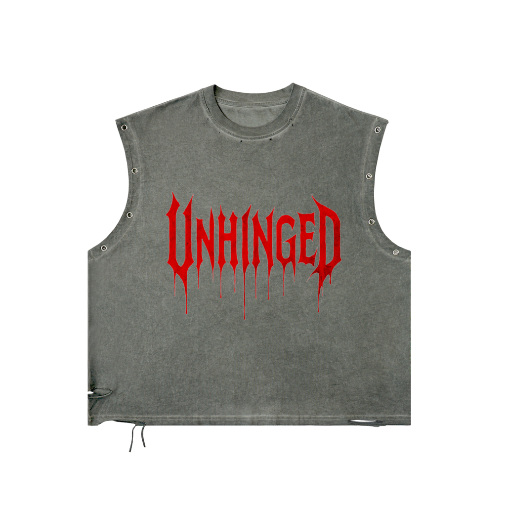 Tank top-unisex RED UNHINGED.     (Distressed Grommet Eyelet Tank Top)