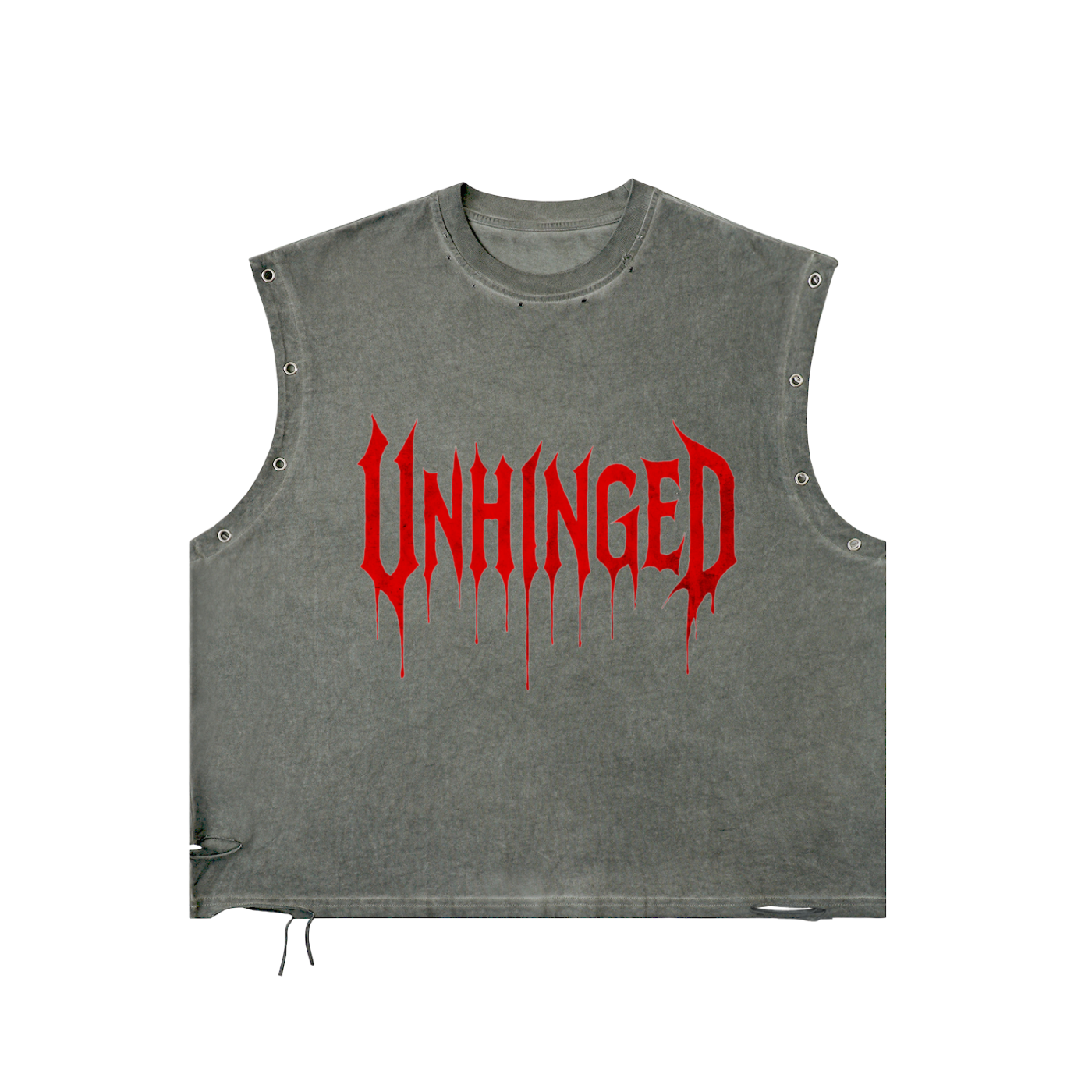 Tank top-unisex RED UNHINGED.     (Distressed Grommet Eyelet Tank Top)