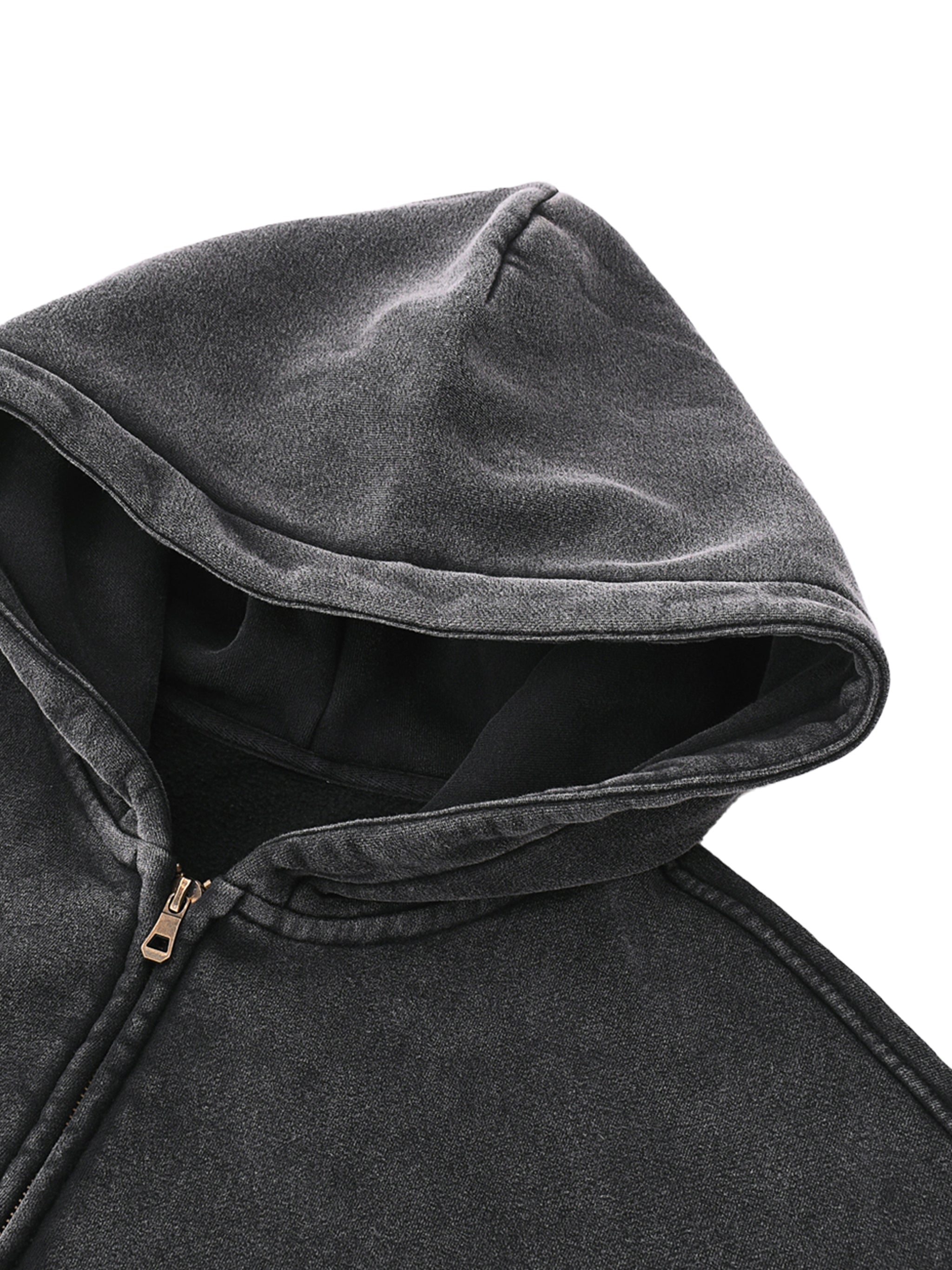 Hoodie Simple back cross Zip-Through Boxy Fleece Hoodie