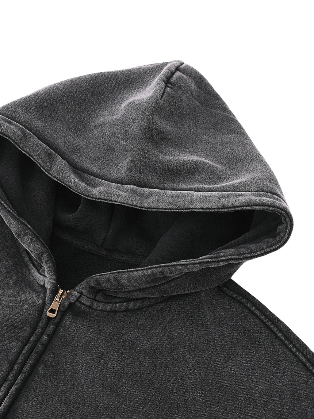 Hoodie Simple jakmogs Zip-Through Boxy Fleece Hoodie