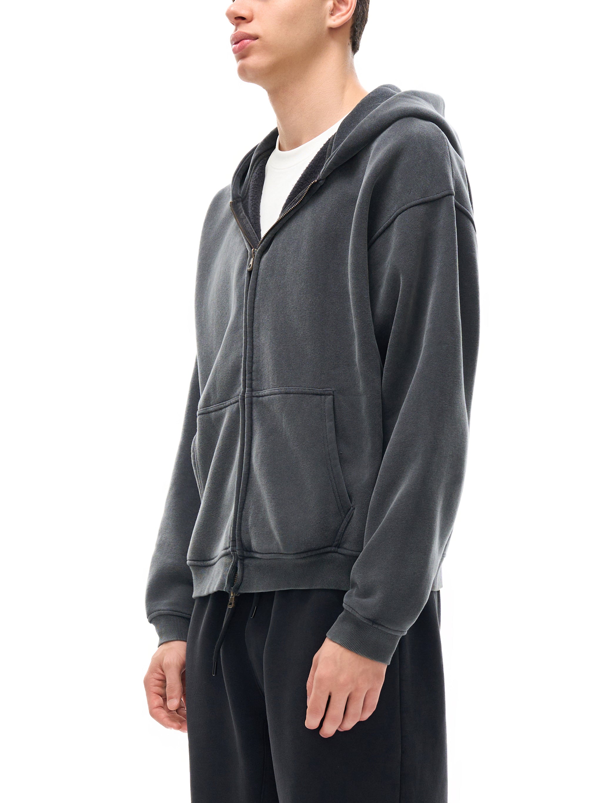 Hoodie Simple jakmogs Zip-Through Boxy Fleece Hoodie