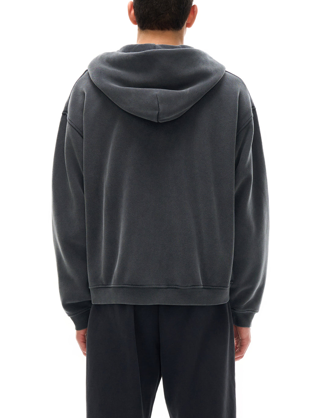 Hoodie Simple back cross Zip-Through Boxy Fleece Hoodie