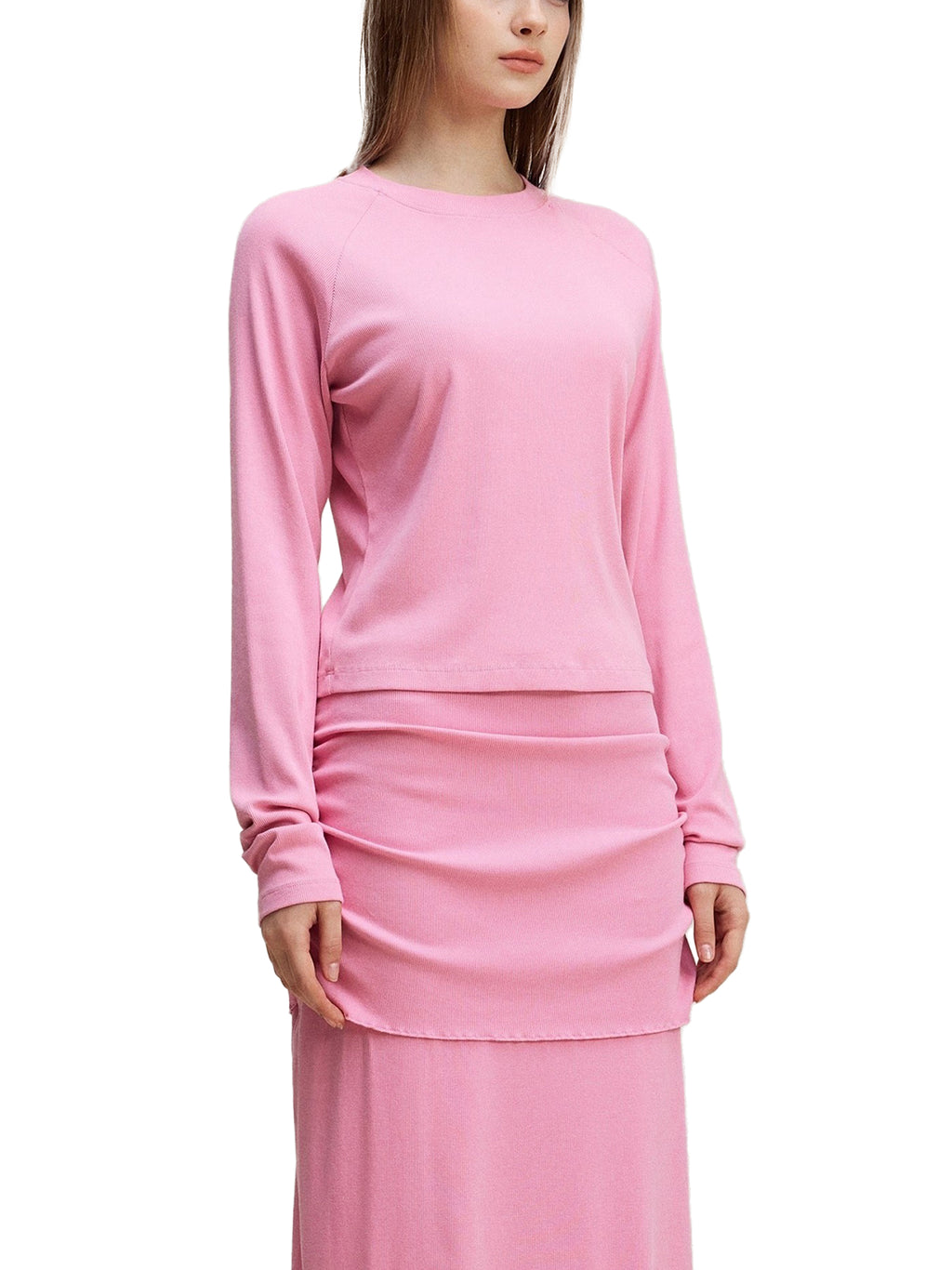 Spider Dyed Washed Raglan Long Sleeve Slim T-Shirt