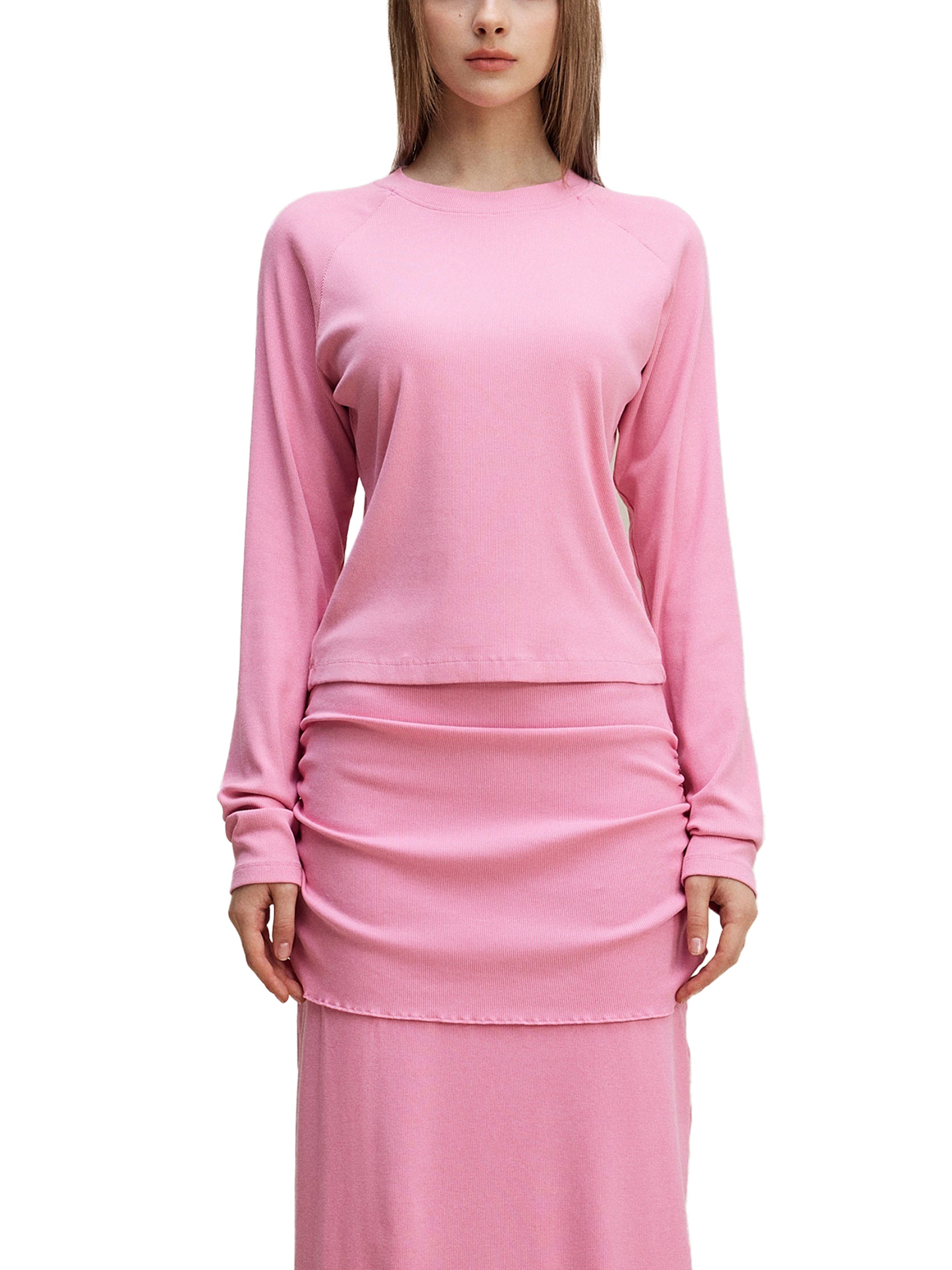 Spider Dyed Washed Raglan Long Sleeve Slim T-Shirt