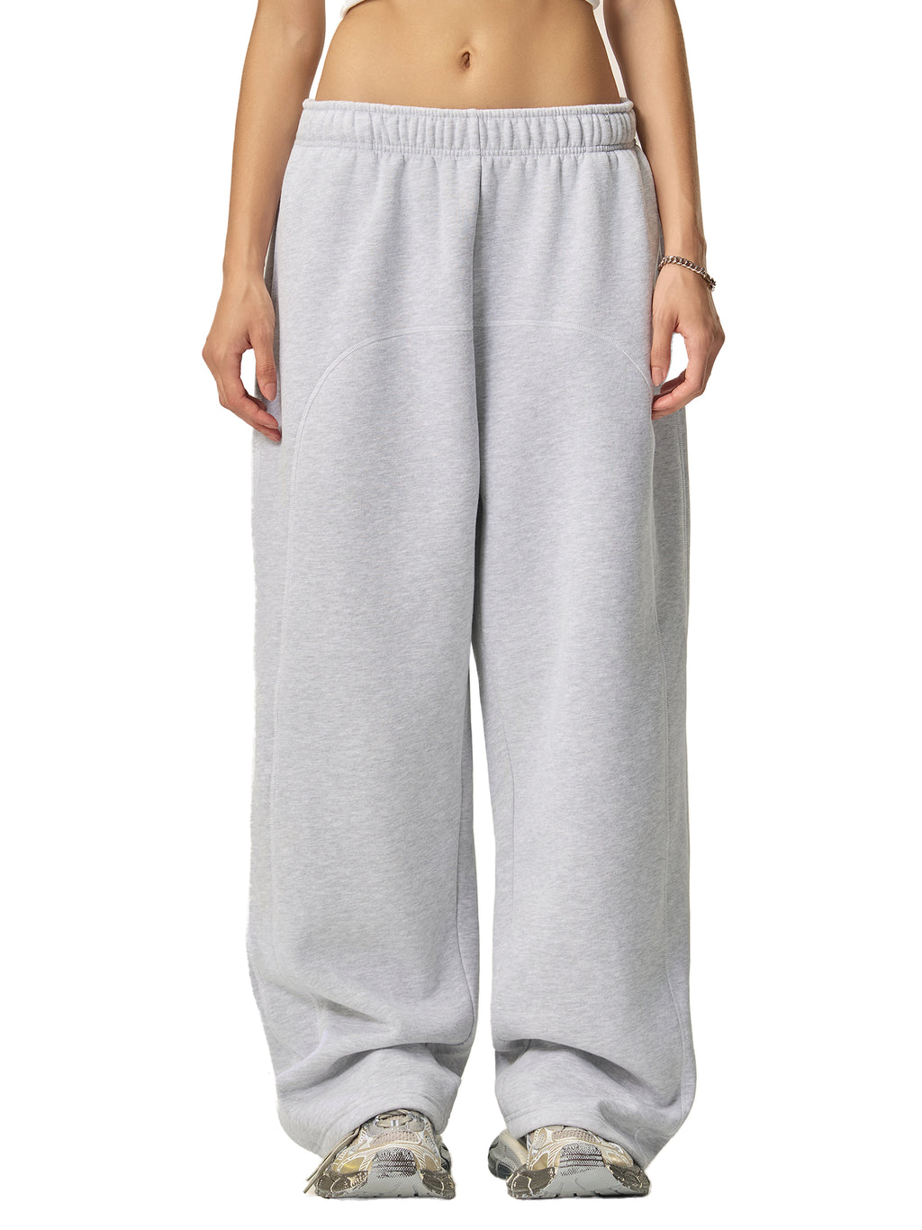 Joggers Contrast-Stitched Fleece Sweatpants