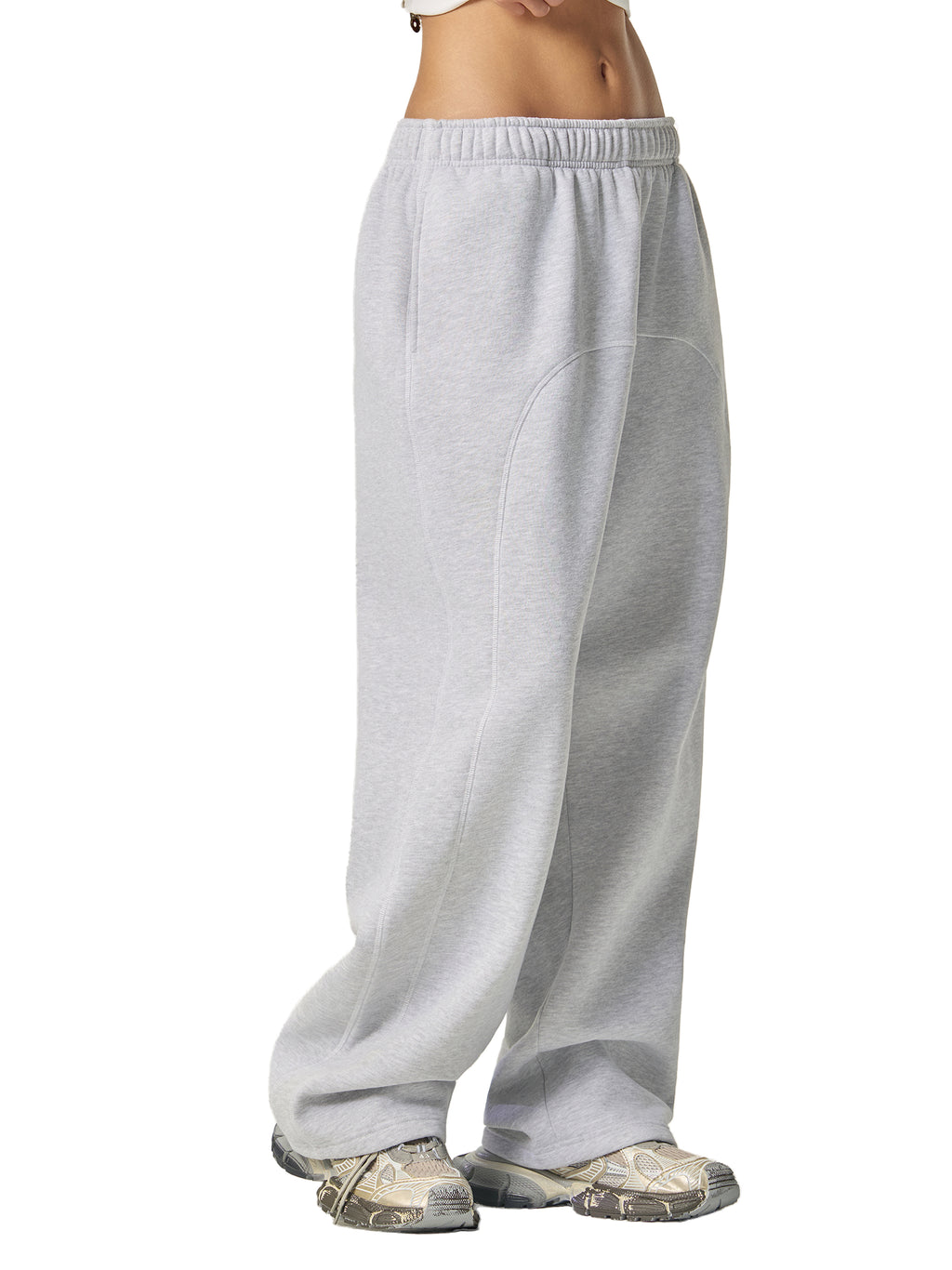 Joggers Contrast-Stitched Fleece Sweatpants