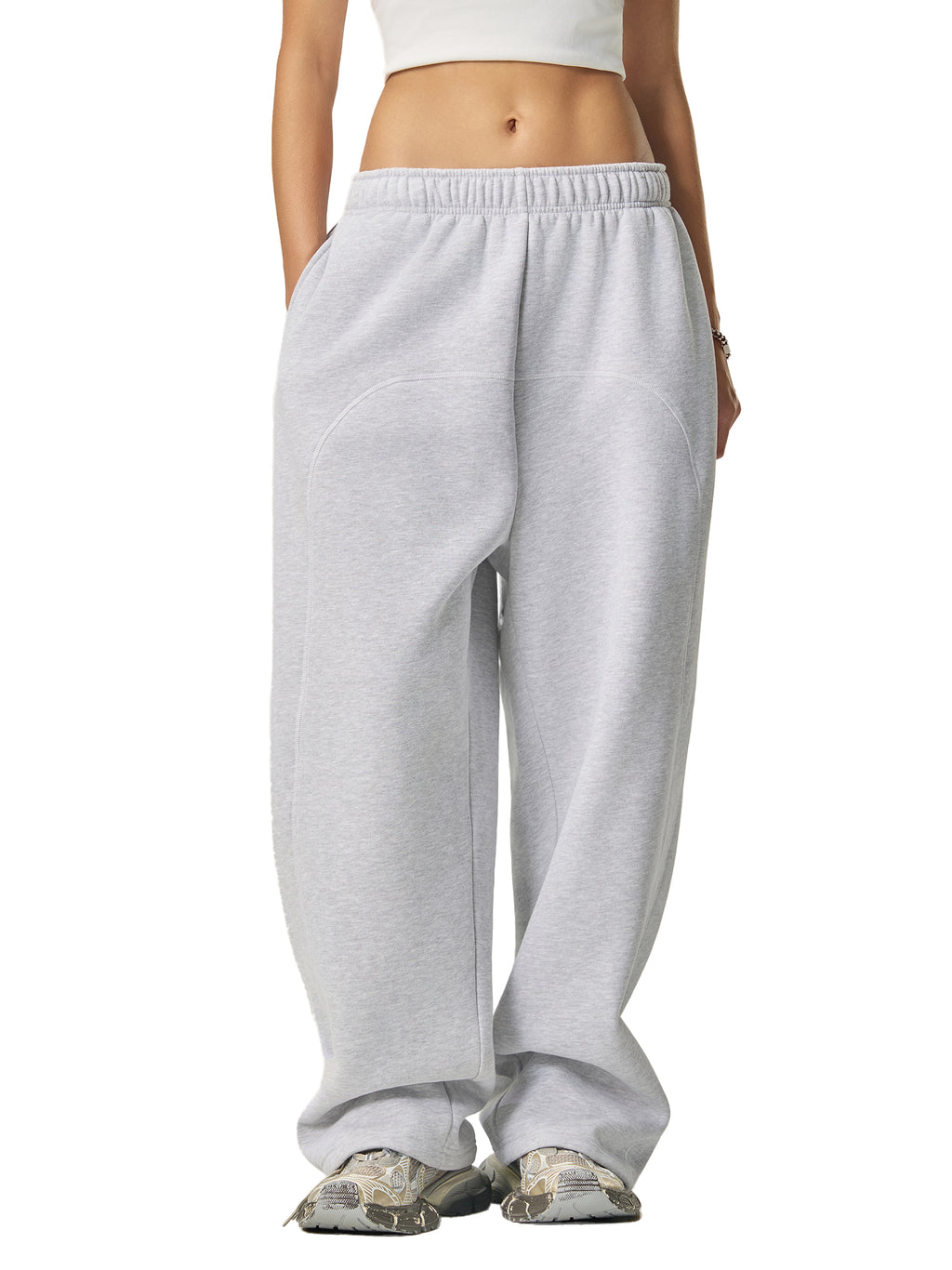 Joggers Contrast-Stitched Fleece Sweatpants