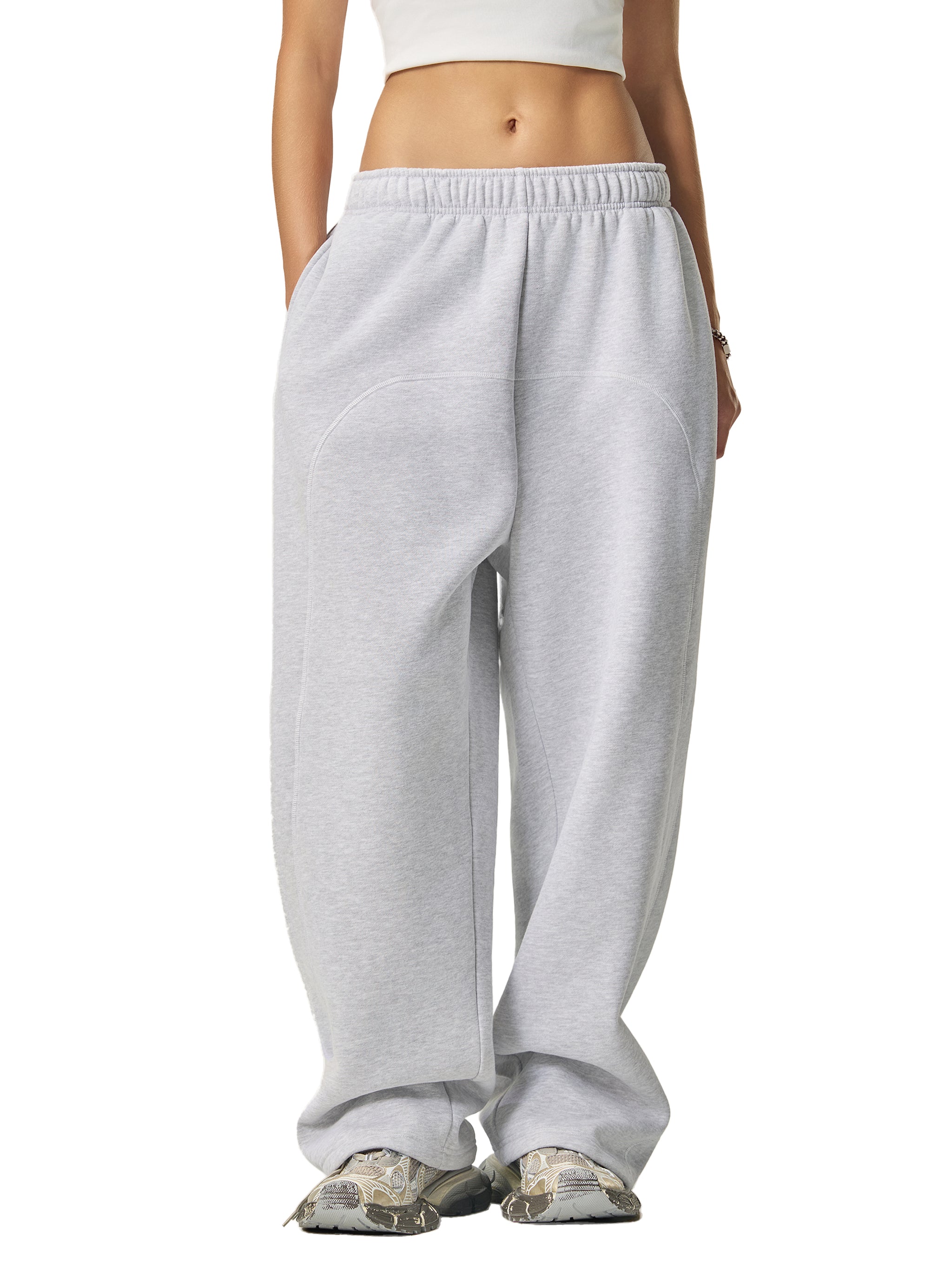 Joggers Contrast-Stitched Fleece Sweatpants