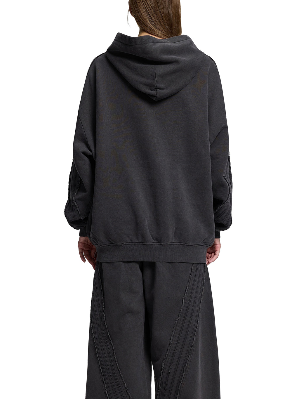 Made to mog Snow Washed Tape Raw Edge Zip Hoodie