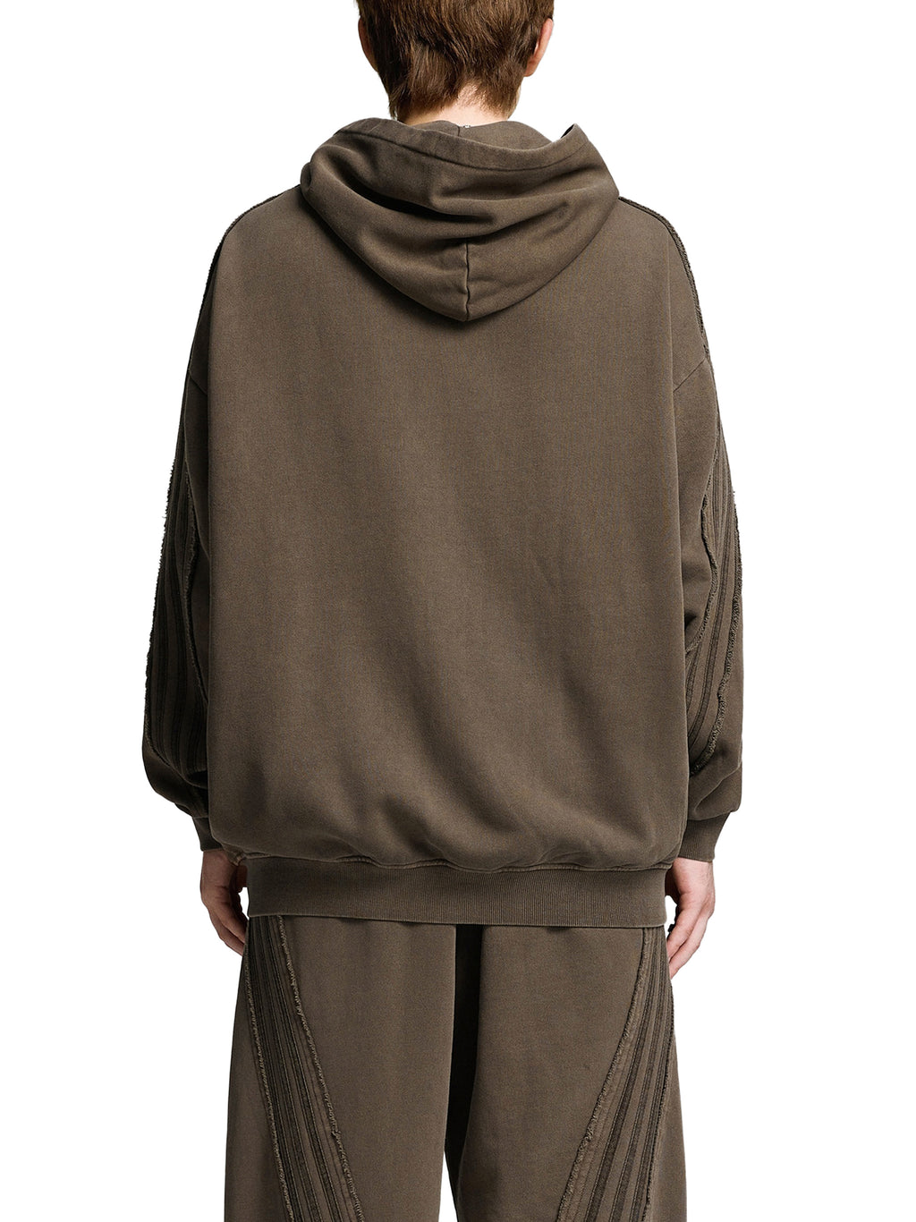 Made to mog Snow Washed Tape Raw Edge Zip Hoodie