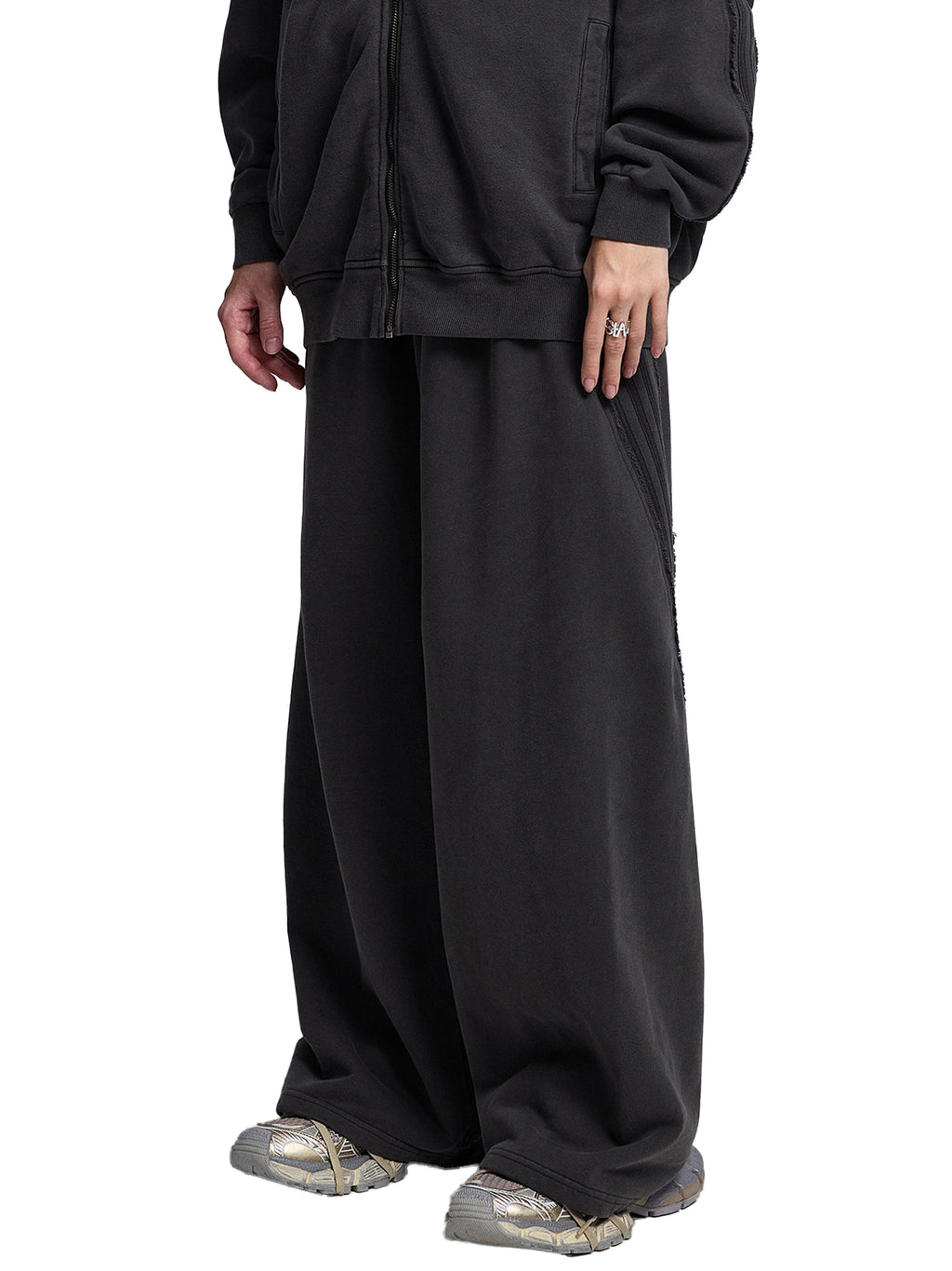 Mogged Snow Washed Tape Raw Edge Sweatpants